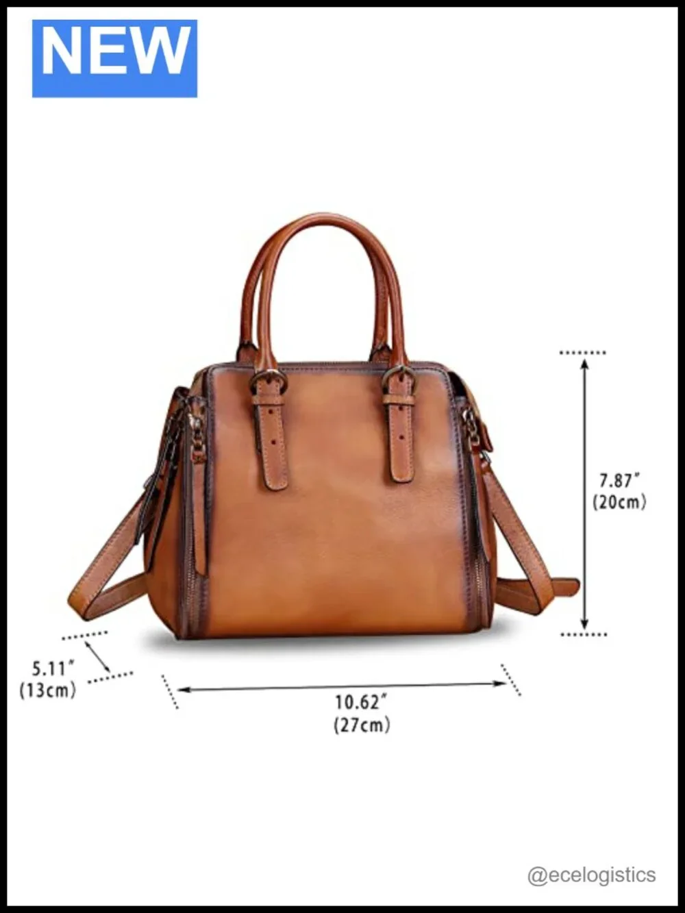 Genuine Leather Satchel Women Handbag Vintage Top-Handle Crossbody Shoulder Bag